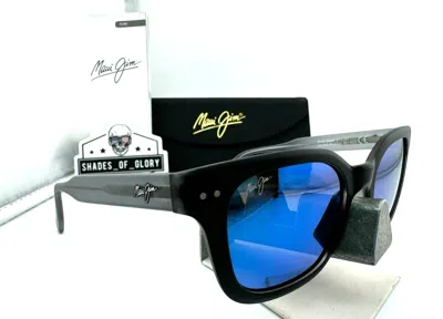 Pre-owned Maui Jim Shorebreak Mj 822-02mg Matte Black Bue Hawaii Polarized Sunglasses In Blue Hawaii Polarized
