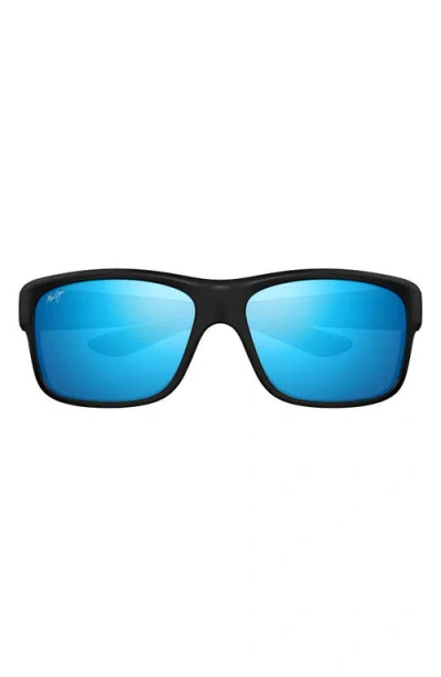 Maui Jim Southern Cross 63mm Oversize Polarized Sunglasses In Black/blue Hawaii