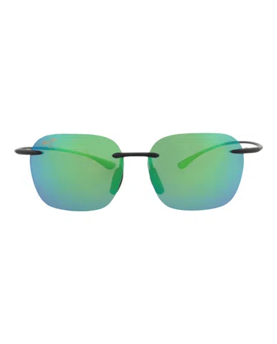 Pre-owned Maui Jim Squareframe Nylon Sunglasses In Black Black Green (gm446/2m) In Multi