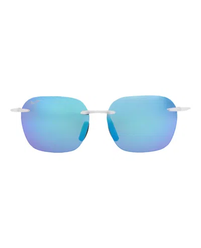 Pre-owned Maui Jim Squareframe Nylon Sunglasses In White White Blue (b446/05cm)