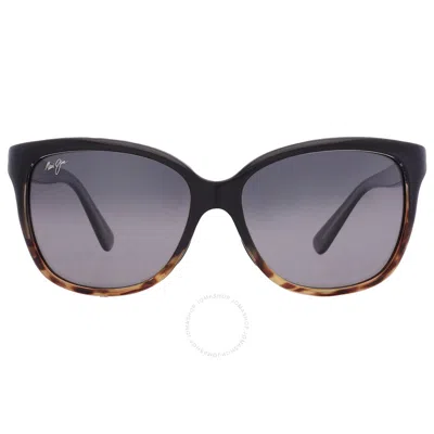 Maui Jim Starfish Neutral Grey Cat Eye Ladies Sunglasses Gs744-02t 56 In Black / Grey / Tortoise