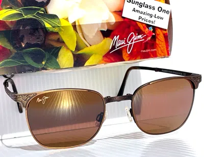 Pre-owned Maui Jim Stillwater Gold Engraved Polarized Bronze Folding Sunglass H706-16c In Brown