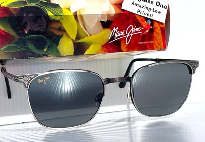 Pre-owned Maui Jim Stillwater Pewter Engraved Polarized Grey Lens Folding Sunglass 706-17c In Gray
