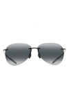 Maui Jim Sugar Beach 62mm Polarized Round Sunglasses In Gloss Black/neutral Grey