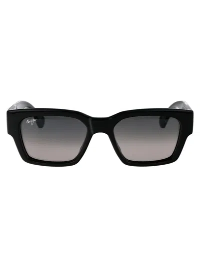 Maui Jim Sunglasses In 14 Grey Kenui Shiny Blk W/ Trans Light Grey