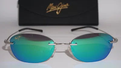 Pre-owned Maui Jim Sunglasses Aki Aki Silver Green Polarized Mj333 17m 50.5 17 140