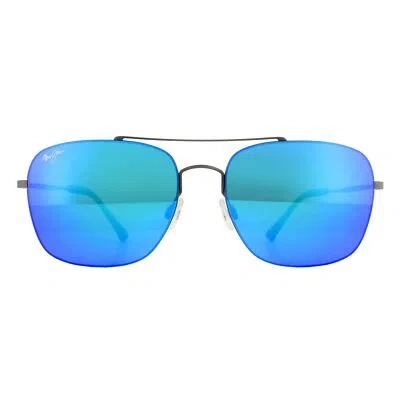 Pre-owned Maui Jim Sunglasses Lava Tube B786-02s Satin Dark Gunmetal Blue Hawaii Polarized In Gray