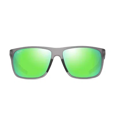 Maui Jim Sunglasses Lehopulu Gm598 14 Mj0598 S 004 Matte Gray/maui Green® Unisex Polarized In Multi