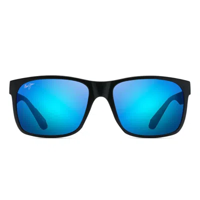 Maui Jim Sunglasses Red Sands B432 2 M Black/blue Mirrored Unisex Polarized In Orange