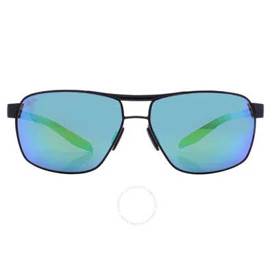 Maui Jim The Bird Mauigreen Rectangular Men's Sunglasses Gm835-15b 62 In Blue