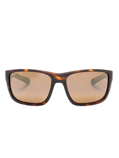 Maui Jim Tortoiseshell Effect Acetate Sunglasses In Brown