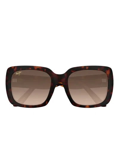 Maui Jim Tortoiseshell Square Sunglasses In Brown