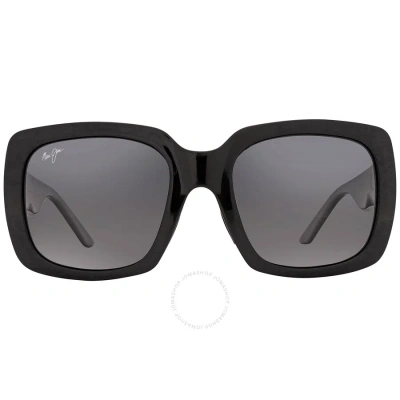 Maui Jim Two Steps Neutral Grey Square Ladies Sunglasses Gs863-02 55 In Black / Grey