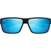 Maui Jim Uila 62mm Polarizedplus2® Oversize Rectangular Sunglasses In Black/blue Hawaii