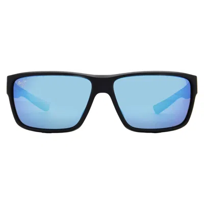 Maui Jim Uila Blue Hawaii Rectangular Men's Sunglasses B661-02 62 In Black