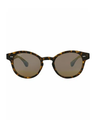Maui Jim Unisex Acetate Round/oval Sunglasses In Brown