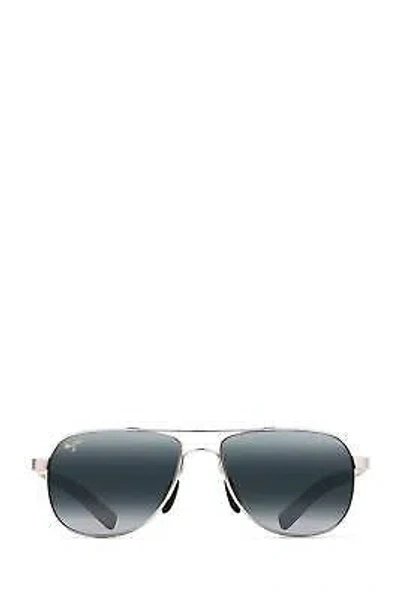 Pre-owned Maui Jim Unisex Guardrails Polarized Aviator Sunglasses For Women - Size One In Silver