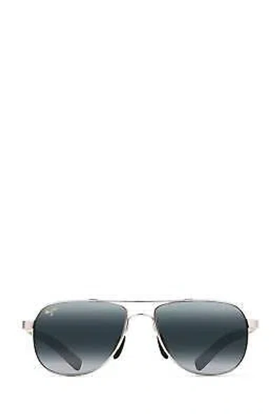 Pre-owned Maui Jim Unisex Guardrails Polarized Aviator Sunglasses In Silver/blue - Size