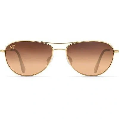 Pre-owned Maui Jim Unisex Polarized Aviator Sunglasses, Small In Gold