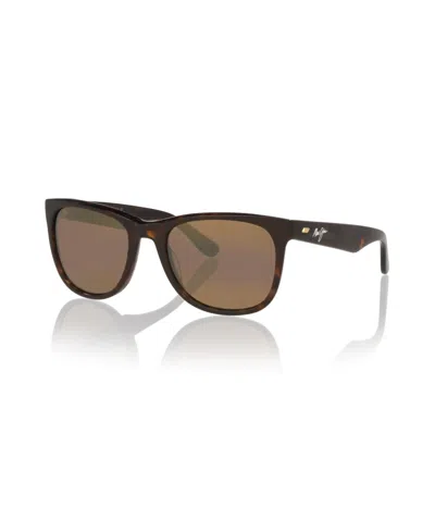 Maui Jim Unisex Rectangle Kikonia Xl Polarized Sunglasses, Mj000805 In Brown