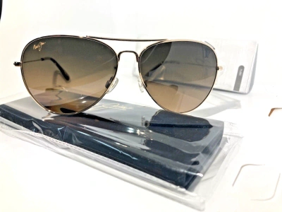 Pre-owned Maui Jim Unused  Mavericks Hs264-16 Gold Titanium Bronze Lens Aviator Sunglasses
