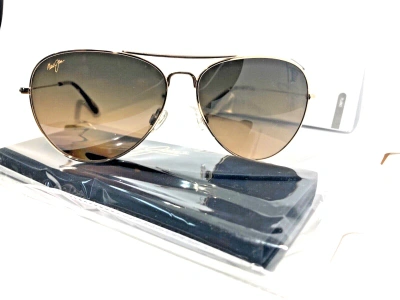 Pre-owned Maui Jim Unused  Mavericks Sunglasses Hs264-16 Gold Titanium Hcl Bronze Lens