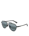 Maui Jim Wai Wai Polarized Aviator Sunglasses, 59mm In Black/gray Polarized Solid