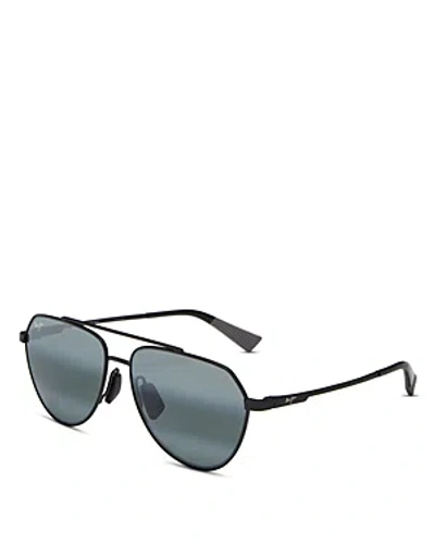 Maui Jim Wai Wai Polarized Aviator Sunglasses, 59mm In Black