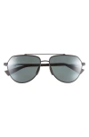 Maui Jim Waiwai 59mm Polarizedplus2® Aviator Sunglasses In Matte Black W/ Grey