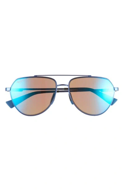 Maui Jim Waiwai 59mm Polarizedplus2® Aviator Sunglasses In Matte Blue