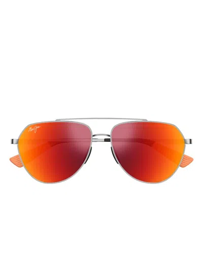 Maui Jim 17 Hawaii Lava Waiwai Shiny Light Ruthenium Acetate Sunglasses In Orange