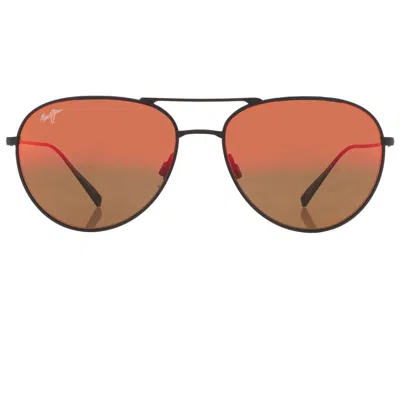 Maui Jim Walaka Hawaii Lava Pilot Unisex Sunglasses Rm885-02 57 In Black