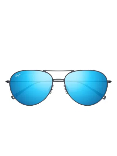 Maui Jim Walaka Matte Titanium-frame Sunglasses In Black