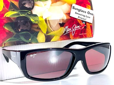 Pre-owned Maui Jim Wassup Polished Black Polarized Maui Rose Glass Lens Sunglass R123-02 In Pink