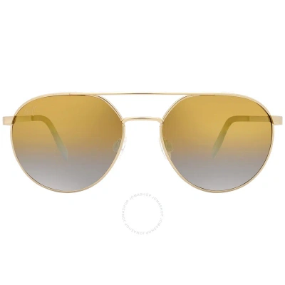 Maui Jim Waterfront Dual Mirror Gold To Silver Round Unisex Sunglasses Dgs830-16 55 In Gold / Silver