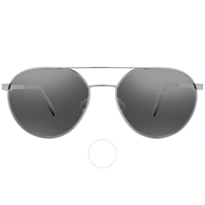 Maui Jim Waterfront Dual Mirror Silver To Black Round Unisex Sunglasses Dsb830-11 55 In Black / Grey / Silver