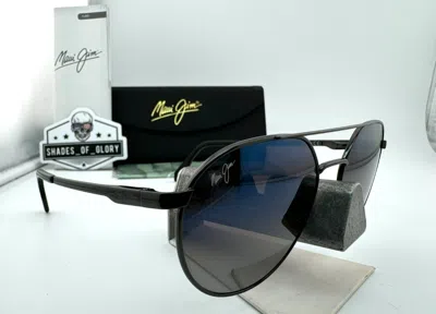 Pre-owned Maui Jim Waterfront Mj 830-02c Gunmetal Blue Silver Mirror Polarized Sunglasses In Blue To Silver Dual Mirror Polarized