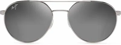 Maui Jim Waterfront Polarized Classic Sunglasses In Grey Metal/dual Mirror Silver To Black Polarized