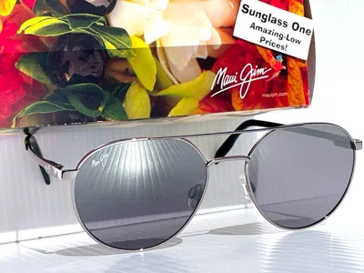 Pre-owned Maui Jim Waterfront Silver Polarized Silver Black Mirror Sunglass Dsb830-11