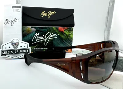 Pre-owned Maui Jim Waterman Mj 410-26m Matte Rootbeer Hcl Bronze Polarized Sunglasses
