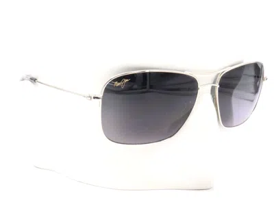 Pre-owned Maui Jim Wiki Wiki Silver Titanium Aviator Gray Sunglasses Gs246-17 $319 In Neutral Gray