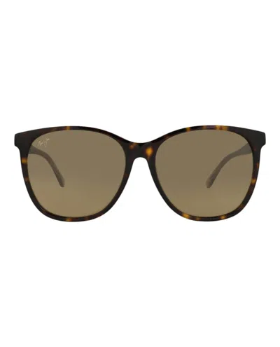 Pre-owned Maui Jim Women's  Roundframe Acetate Sunglasses In Tortoise Tan Bronze (hs821/10e)
