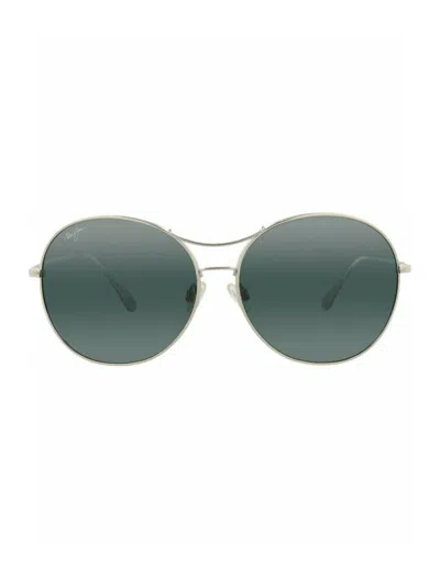 Pre-owned Maui Jim Women's  Roundframe Titanium Sunglasses In Silver Silver Grey (547/17)