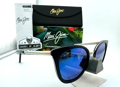 Pre-owned Maui Jim Wood Rose Mj 870-03 Navy Silver Blue Hawaii Polarized Sunglasses