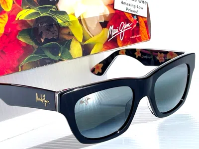 Pre-owned Maui Jim You Move Me Black & Floral Polarized Grey Gradient Sunglass 277-53 In Gray