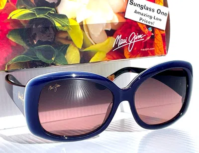 Pre-owned Maui Jim You Move Me Navy & Floral Polarized Maui Rose Sunglass Rs280-52 In Pink