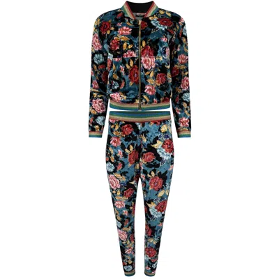 Maui X Lolita Eden Velour Floral Print Tracksuit In Blue