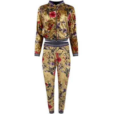 Maui X Lolita Goddess Gold Floral Velour Tracksuit
