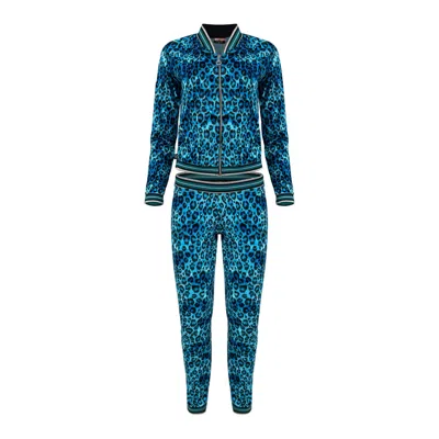 Maui X Lolita Sasha Blue Cheetah Print Velour Tracksuit