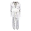 Maui X Lolita White Elvadira Fitted Cropped Denim Set In White